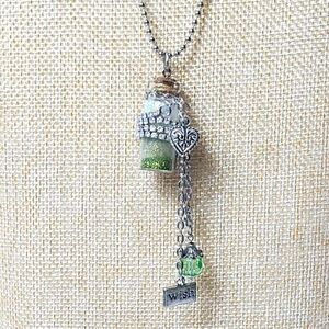 ARTISAN Wish Glass Bottle Glitter Upcycled Necklace